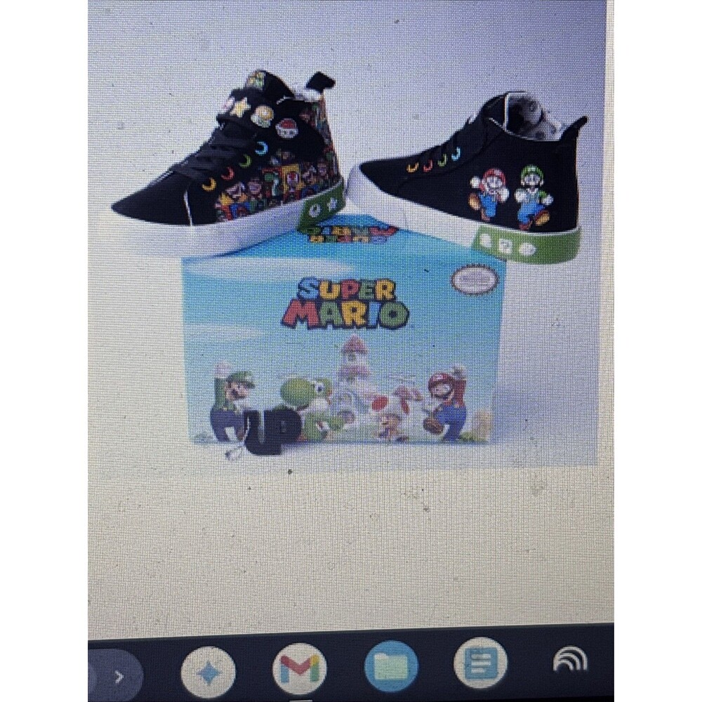 Nintendo Super Mario Bros Mario Luigi High Top Sneakers Kids Size 3. Ground Up
